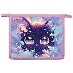 Папка для тетрадей ПИФАГОР А5, 1 отделение, пластик, на молнии, «Magic kitty»