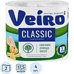 Бумага туалетная Veiro Classic 2-слойная белая (4 рулона в упаковке)