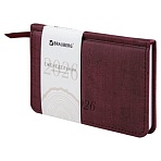 Еженедельник датированный 2026 МАЛЫЙ ФОРМАТ 95×155 мм, А6, BRAUBERG «Wood», под кожу, бордо