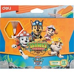 Мелки восковые пластиковые Deli Paw Patrol набор 12 цв европодвес, EC202-12