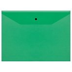 Папка-конверт на кнопке СТАММ А4, 120мкм, пластик, прозрачная, зеленая