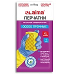 Перчатки МНОГОРАЗОВЫЕ латексные LAIMA «БИКОЛОР», сине-желтые, ОСОБО ПРОЧНЫЕ, хлопковое напыление, размер XL (оч. большой), вес 64 г