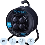 Удлинитель Topfort пласт. КГ 2×2.5 кв. мм 20м 16А 4 гнезда б/з., с/загл., IP44