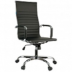 Кресло руководителя Helmi HL-E17 «Slim», экокожа черная, хром