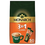 Кофе растворимый Monarch «Classic», 3в1, порошкообразный, порционный, 50 пакетиков*13.5г, мягкая упаковка
