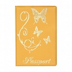 Обложка для паспорта OfficeSpace «Бабочки» мягкий полиуретан, золотая, тиснение золотом