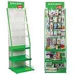 Стойка для размещения товара напольная BRAUBERG KIDS, 205×60x50 см, 25 крючков, 3 полки