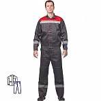 Костюм рабочий летний мужской л20-КБР с СОП серый/красный (размер 44-46, рост 182-188)