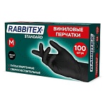 Перчатки виниловые универсальные 50 пар (100 шт. ), размер M (средний), черные, RABBITEX (РАББИТЕКС) Standard