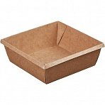 Бумажный контейнер OneClick для салатов, для второго 550 мл коричневый 130×130×45 мм, 400 штук в упаковке)