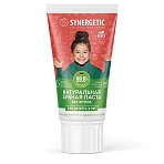 Зубная паста детская 50 г, SYNERGETIC, клубничка и банан, от 3 до 6 лет (красная)