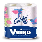 Полотенца бумажные VEIRO Colibri 3-сл., бел. с гол. тиснен2рул./уп.8п32_ВлгЧлб