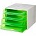 превью Бокс с выдвижными лотками Attache Selection 4 лотка серый/зеленый (формат А4+)