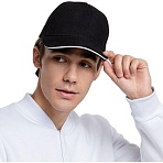 Бейсболка Classic, черная с белым кантом