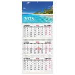 Календарь квартальный 2026г, 3 блока 3 гребня бегунок, офсет, BRAUBERG, Тропический пляж