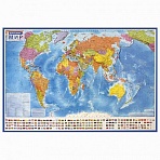 Карта мира политическая 101×70 см, 1:32М, с ламинацией, интерактивная, европодвес, BRAUBERG