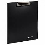 Папка-планшет BRAUBERG "Стандарт", с верхним прижимом и крышкой, А4, пластиковая, черная, до 50 листов, 0,9 мм