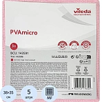 Салфетка VILEDA «ПВАмикро», комплект 5 шт., искусственная замша, красная, 35×38 см