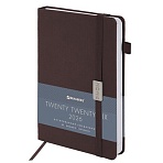 Ежедневник датированный 2026, А5, 138×213 мм, BRAUBERG «Control», под кожу, держатель для ручки, коричневый