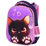 Ранец BRAUBERG PREMIUM, 2 отделения, с брелоком, «Paw prints», велюровая панель, 38×29х16 см