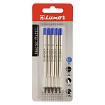 Набор стержней шариковых объемных Luxor, 5шт., синие, 99мм, 1.0мм, метал. корпус, блистер