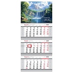 Календарь квартальный 3 бл. на 3 гр., 295×660 мм BG «Водопад», с бегунком, 2026г.