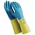 Перчатки латексно-неопреновые MANIPULA «Союз», хлопчатобумажное напыление, размер 7-7.5 (S), синие/желтые