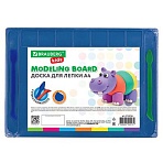 Доска для лепки А4, 280×200 мм, BRAUBERG KIDS, синяя, 7 отделений для пластилина, 2 стека