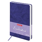 Ежедневник датированный 2026 А5 138×213 мм, BRAUBERG «Foliage», под кожу, гибкий, сиреневый