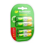 Батарейки аккумуляторные GP ReEnergy Ni-Mh НАБОР 8 шт. (ПРОМО 4+4), AA+ААА (HR6+HR03), 2000 mAh + 750 mAh