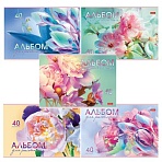 Альбом для рисования А4 40 л., скоба, обложка картон, HATBER, 205×290 мм, «Грация цветов», 085137