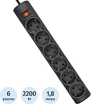Сетевой фильтр Defender DFS 151 1.8 м, черный, 6 розеток(99494)