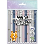 Ручки гелевые стираемые FUNSTER (ФАНСТЕР) «CUTE ANIMALS», СИНИЕ, НАБОР 12 ШТ., корпус soft-touch, узел 0.5 мм, линия письма 0.35 мм