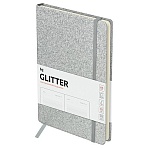 Ежедневник недатированный, А5, 136л., твердый переплет, диз. картон, BG «Glitter. Silver», серебристый, на резинке, карман