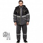 Костюм рабочий зимний мужской з43-КПК с СОП серый/черный (размер 56-58, рост 182-188)