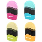 Точилка с контейнером и ластиком ЮНЛАНДИЯ «ДВА В ОДНОМ», яркие цвета ассорти