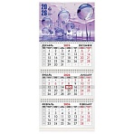 Календарь квартальный на 2026 г., 3 блока, 3 гребня, бегунок, мелованная бумага, BRAUBERG, «Фантастический мир»