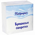 Салфетки бумажные Natpaper 24×24 см белые 1-слойные 100 штук в упаковке