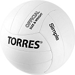 Мяч вол. TORRES Simple, V32105, р.5, синт. кожа (ТПУ), маш. сшивка, бел-чер