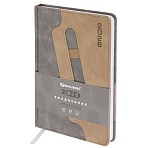 Ежедневник датированный 2026, А5, 138×213 мм, BRAUBERG «Assistant», под кожу, держатель, серый