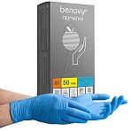 Перчатки нитриловые смотровые 50 пар (100 шт. )размер MголубыеBENOVY Nitrile ChlorinatedЧЗМ