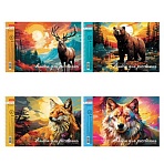 Альбом для рисования А4 40 л., спираль, обложка картон+тиснение, HTB, 198×300 мм, «Дикий мир России» (4 вида), 085173