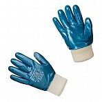 Перчатки защитные Strongshell хлопковые с нитрильным покрытием синие (размер 10, XL)