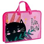 Папка с ручками А4 ArtSpace «Purr Meow», пластик, на молнии, 40мм