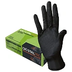 Перчатки нитриловые смотровые с текстурой CRYSTAL PRO, 25 пар (50 шт. ), размер L (большой), черные