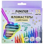 Фломастеры с блестками FUNSTER (ФАНСТЕР) «GLITTER» 12 цветов, ударопрочный наконечник