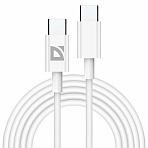 Кабель USB Type-C-Type-C, 30 Вт, белый, 2 м, DEFENDER F182