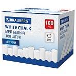 Мел белый круглый мягкий, 100 штук, BRAUBERG, картонная упаковка