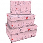 Набор прямоугольных коробок 3в1, MESHU «Falling in love», (19×12×7.5-15×10×5см)