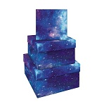 Набор квадратных коробок 3в1, MESHU «В глубинах космоса», (19.5×19.5×11-15.5×15.5×9см)